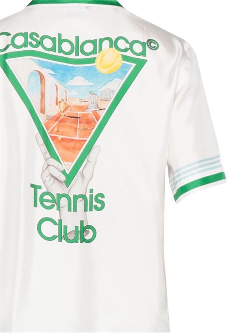 Camicia bianca con profili verdi CASABLANCA | UMPS25SH00308METAPHYSICAL TENNIS ICON